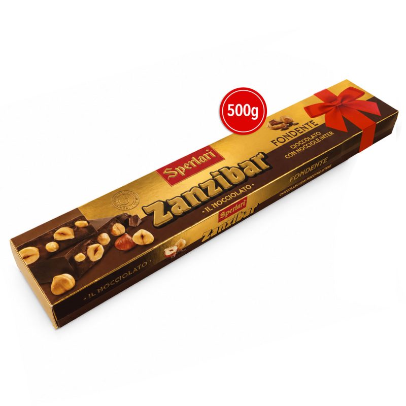 Sperlari Zanzibar Fondent Dark Chocolate Slab With Whole Hazelnuts 500g